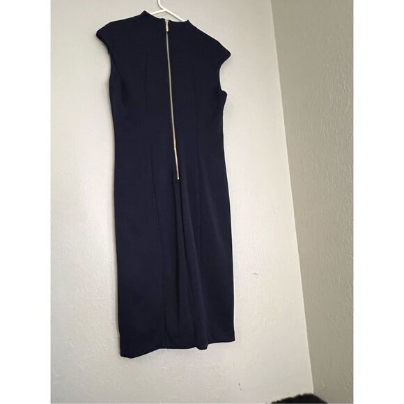 Alexia Admor Dress Naomi Drape Sheath Navy Womens Sz L - Picture 3 of 4